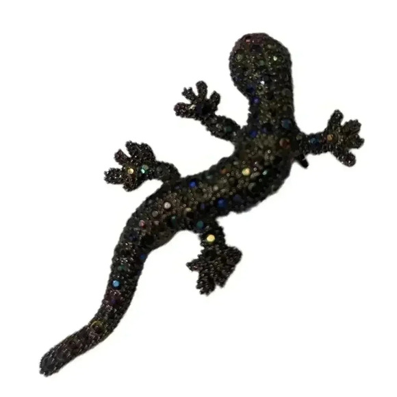 Vintage AB Pave Rhinestone Lizard Brooch Has a Star Hallmark on the back - Picture 1 of 4
